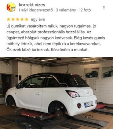 Google-értékelés, 5/5 csillag, korrekt vizes
