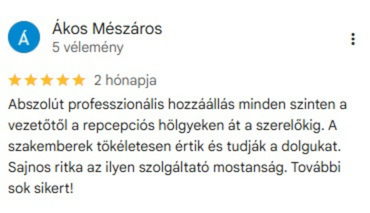 Google-értékelés, 5/5 csillag, Ákos Mészáros