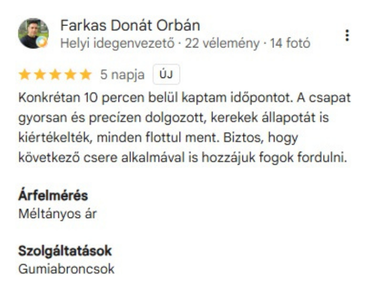 Google-értékelés, 5/5 csillag, Farkas Donát Orbán