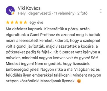 Google-értékelés, 5/5 csillag, Viki Kovács