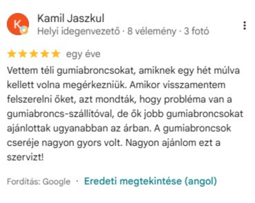 Google-értékelés, 5/5 csillag, Kamil Jaszkul