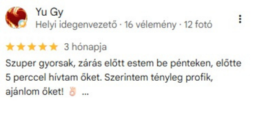 Google-értékelés, 5/5 csillag, Yu Gy