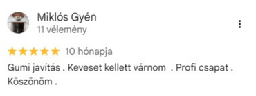 Google-értékelés, 5/5 csillag, Miklós Gyén