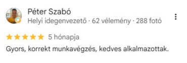 Google-értékelés, 5/5 csillag, Zoltán Dinnyési
