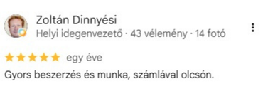 Google-értékelés, 5/5 csillag, Péter Szabó