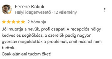 Google-értékelés, 5/5 csillag, Ferenc Kakuk
