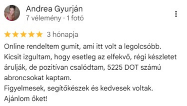 Google-értékelés, 5/5 csillag, Andrea Gyurján